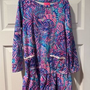 Lilly Pulitzer Pink and Blue Floral Dress Girls 6/7